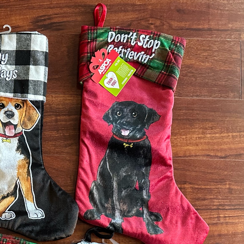 Christmas Dog Stocking "Don’t stop Retrievin’" Black Labrador Retriever New/tag